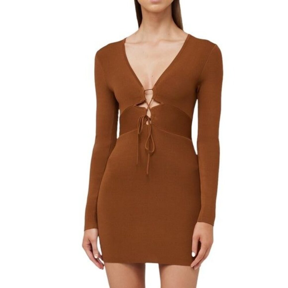 Free People Significant Other Monica Knit Dress in Chocolate Size 6 NWT